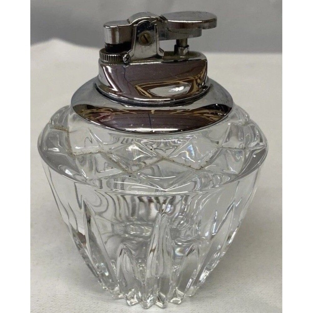 1940’s Vintage Crystal Table Gas Butane Lighter ‘Highlights’